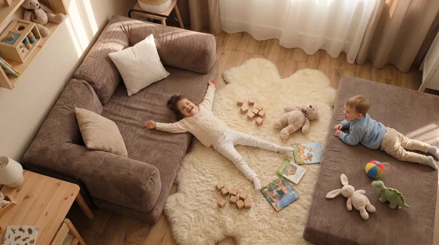 Диван Teddy в комнате семьи с детьми
